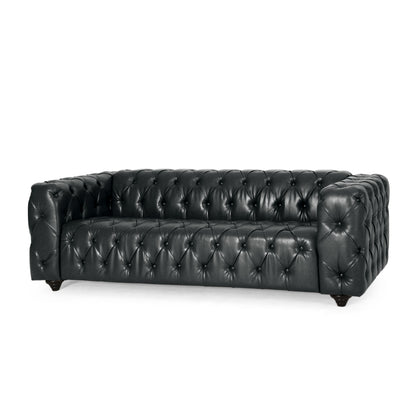 Mirod Comfy 3-seat Sofa With Wooden Legs, PU, For Living Room And Study