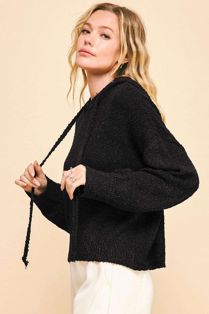 Back To School Sweater - Davi & Dani Drop Shoulder Long Sleeve Hooded Sweater