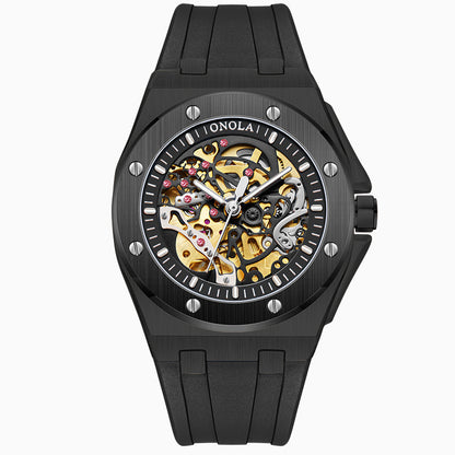 Fully automatic mechanical watch for men fashionable multi-color silicone tape waterproof watch