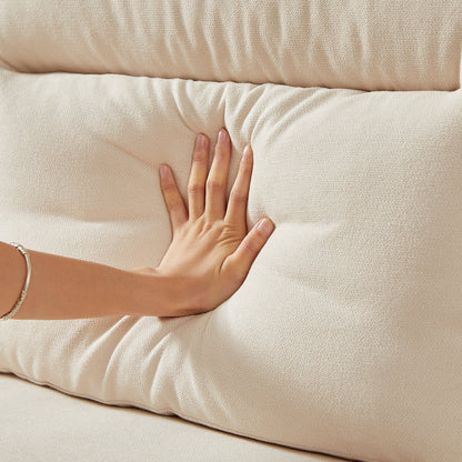 82 Modern Compressed Snowfleece Fabric 3-Seater Sofa, For Living Room, Bedroom, Office & Entertainment Spaces, Beige
