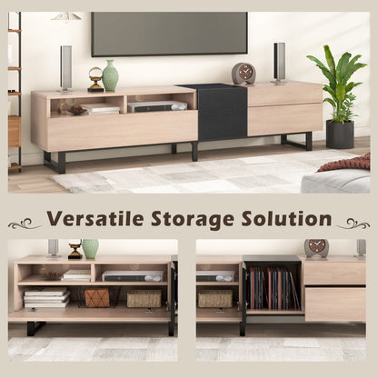 Modern TV Stand For 80'' TV With Double Storage Space, Media Console Table, Entertainment Center With Drop Down Door For Living Room, Bedroom, Home Theatre