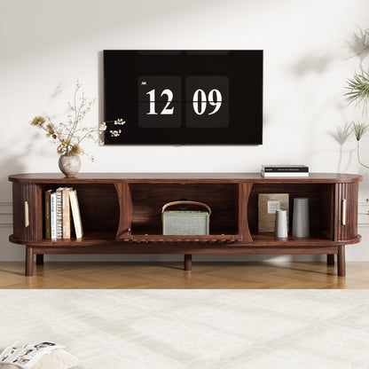 Modern Farmhouse TV Stand For 75 TVs, Wood Entertainment Center With Storage Cabinet, TV Console Table For Living Room, Bedroom