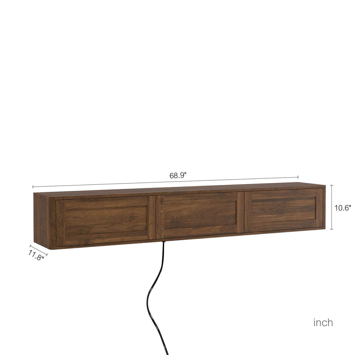 Floating TV Stand, Wall Mounted TV Shelf With Led Lights & Power Outlet,High Gloss TV Cabinet For Wood Tv Stands For Living Room