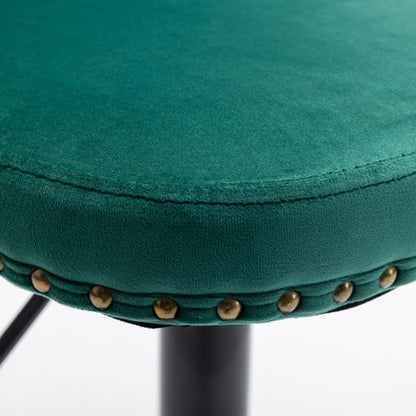 Swivel Velvet Barstools Adjusatble Seat Height From 25-33 Inch Green,Set Of 2