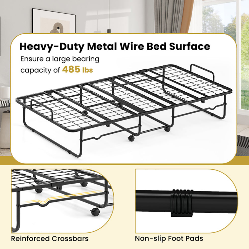 Twin Size Folding Bed With Memory Foam Mattress And Heavy-duty Metal Frame