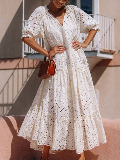 Tiered Tie-Neck Dress