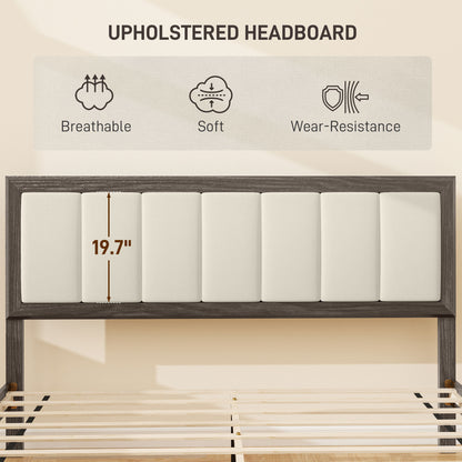 Queen Size Bed Frame With Headboard, Platform Bed Frame With Wooden Slats No Box Spring Needed Charcoal Gray