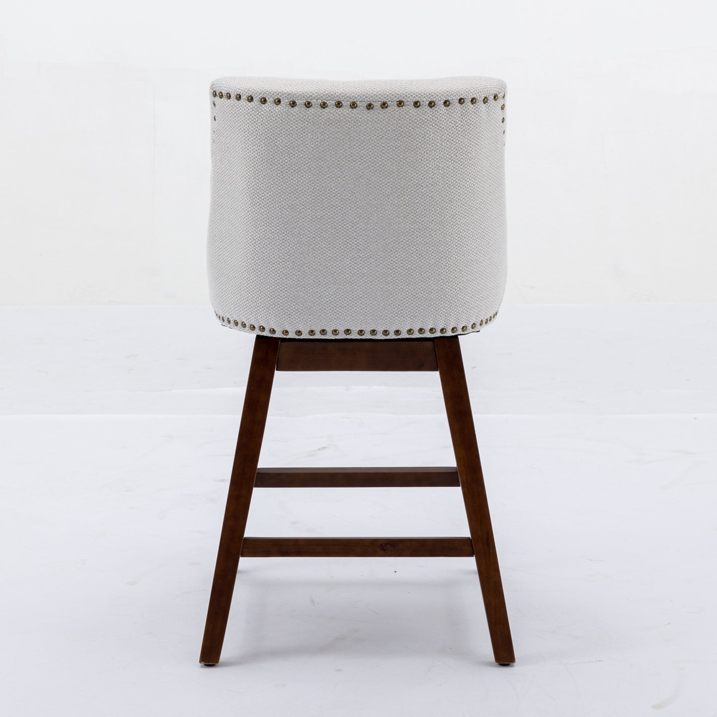 Counter Height Swivel Barstools, 26'' H Seat Height Upholstered Bar Stools Set Of 2, Fabric In Ivory