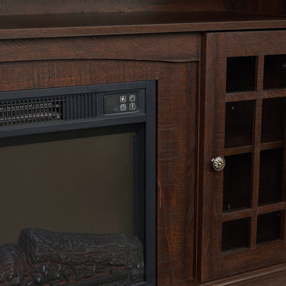 Classic TV Media Stand Modern Entertainment Console For TV Up To 65 With Open And Closed Storage Space, Espresso, 58.25Wx15.75Dx32H
