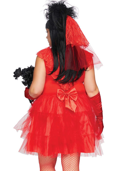 Beetle Bride Costume - Women's 80s Halloween Outfit with Lace Dress and Veil