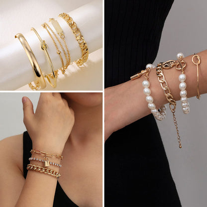 Women's Accessories - 36-Piece Gold Plated Jewelry Set Necklaces Bracelets Earrings Rings Gift