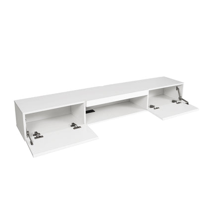 Floating TV Stand Wall Mounted With 16 Color LEDs, Modern TV Stand,Floating TV Cabinet Entertainment Center For 55 60 65 Inch TV,White