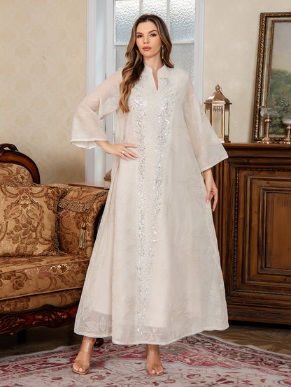 New Muslim Chiffon  Middle Eastern Clothing Dubai Long Dress Beaded