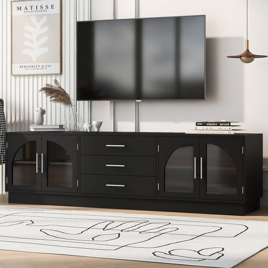 VIBE HAUS 68.9' Modern Minimalist TV Stand For TVs Up To 75 Inches, Entertainment Center Media Console Cabinet With Adjustable Shelves For Living Room