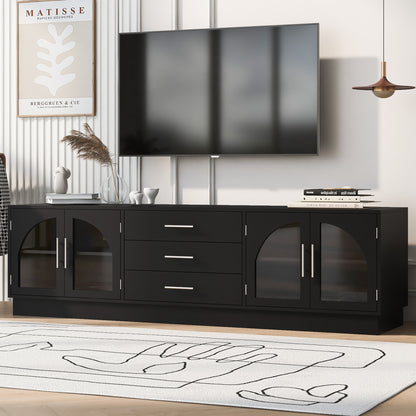 VIBE HAUS 68.9' Modern Minimalist TV Stand For TVs Up To 75 Inches, Entertainment Center Media Console Cabinet With Adjustable Shelves For Living Room