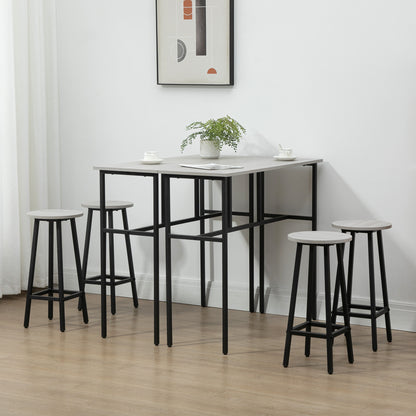 6-Piece Bar Table Set, 2 Breakfast Tables With 4 Stools, Counter Height Dining Tables & Chairs For Kitchen, Living Room, Grey