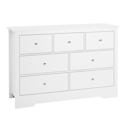7 Drawer Dresser, Wooden Chest Of Drawers With Sliding With Anti-tip Device, Modern Minimalist Dresser Chest, Closet Storage Organizer For Living Room, Hallway, Bedroom, Entryway, Light Wood
