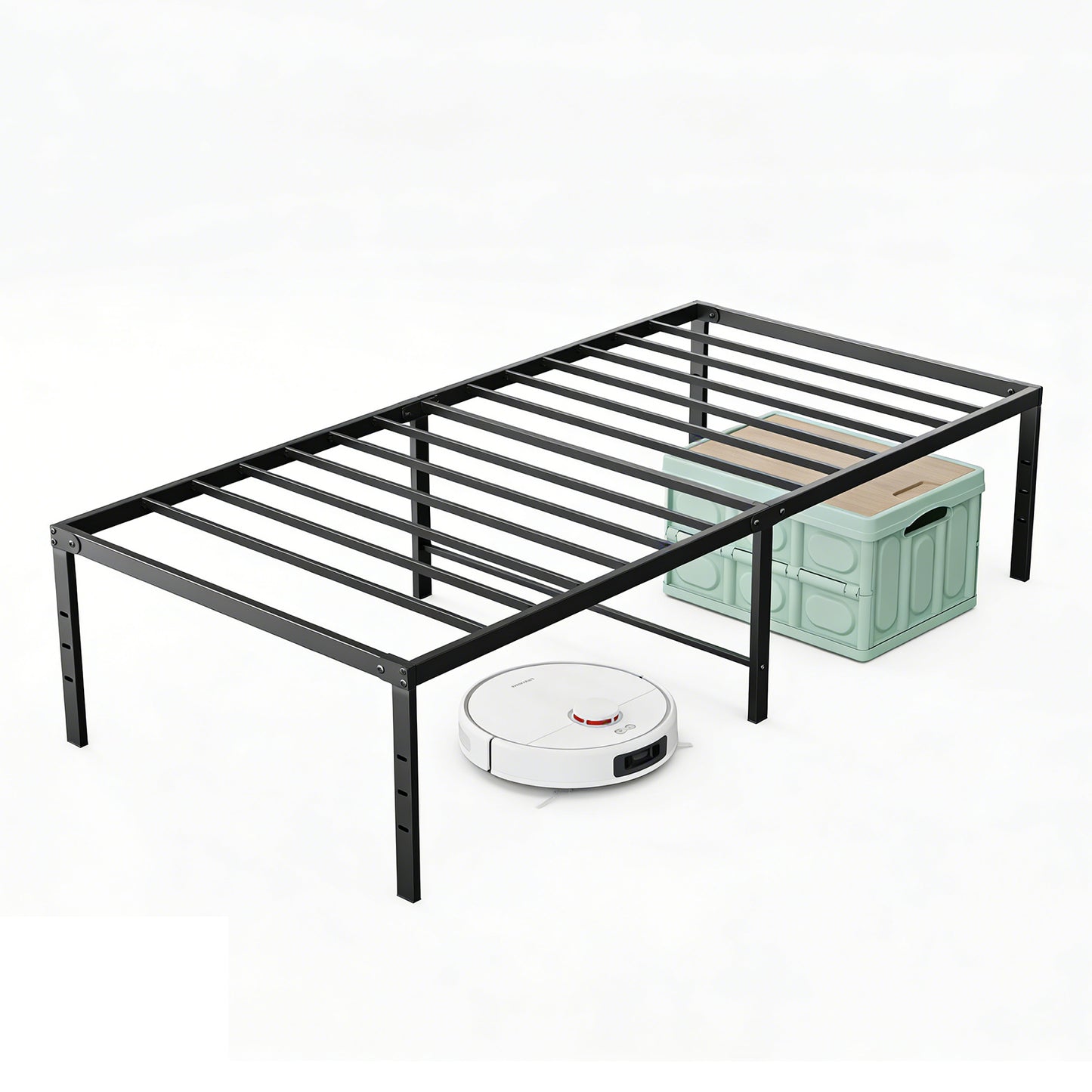 Sturdy And Durable Metal Base Frame, Noiseless Sturdy Steel Crossbars, Under-bed Storage Space, No Need For Box Springs