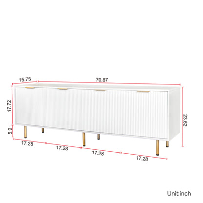 Modern Warm White TV Cabinet For 80 Inch TV Stands, For Living Room Bedroom