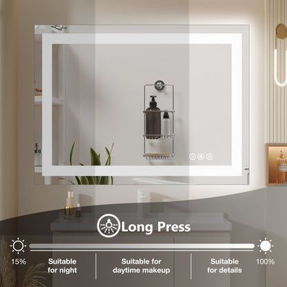 Anti-fog LED Bathroom Mirror With Dual Light Source And Three Lighting Modes--36x48