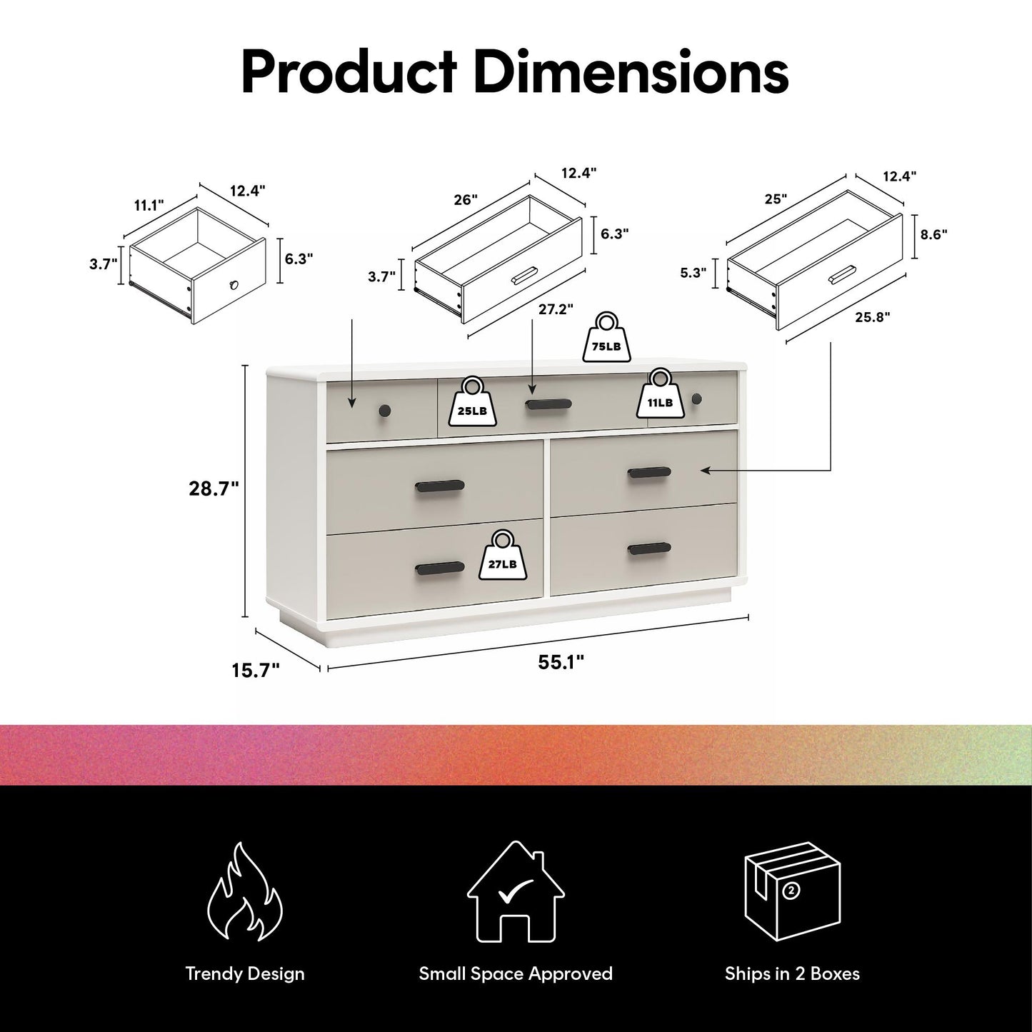 Valencia 7-Drawer Wide Dresser