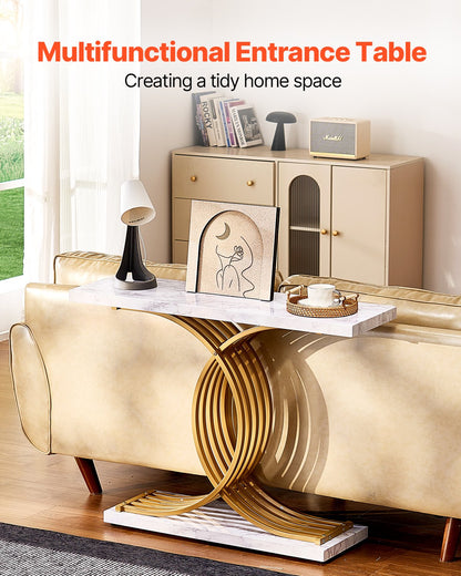 Narrow Console Sofa Table, 39.4 Inches Behind Couch Table, 1-Tier Long Entryway Table And Skinny Hallway Table, Narrow Sofa Table With Metal Frame, For Entryway, Hallway, Living Room & Bedroom