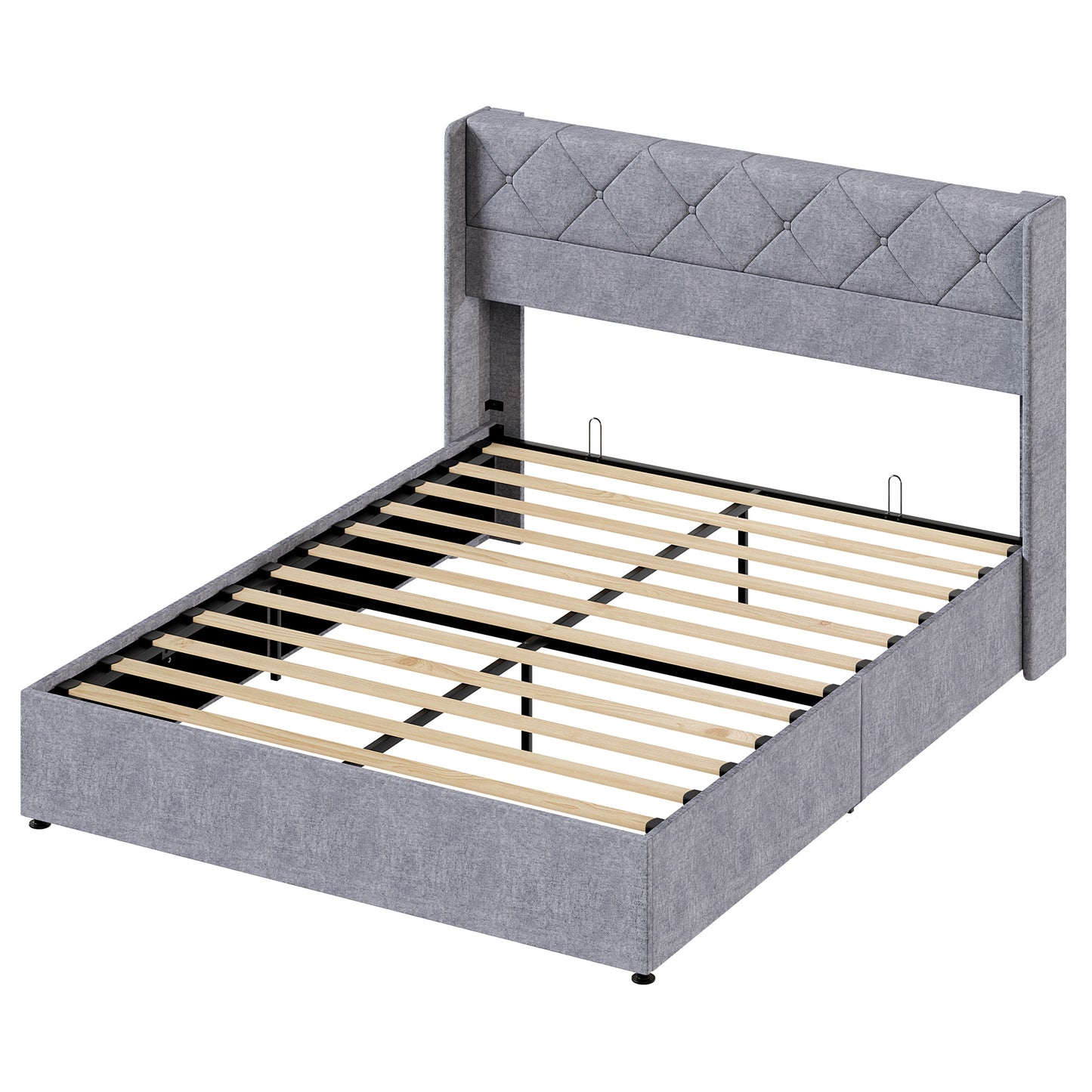 Large-sized Lifting Storage Bed, Soft-padded Platform Bed Frame, Headboard With Backrest, Hydraulic Lifting Storage Bed