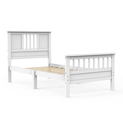 Twin Size Metal Platform Bed Frame - Mattress Foundation With Headboard And And Footboard, 350LBS Sturdy Wooden Slats Support