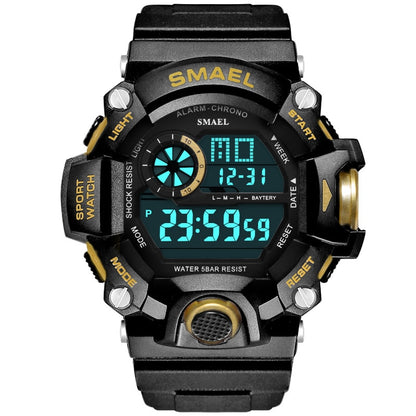 Watches Men Digital Watch White SMAEL 1385C Sport Watch 50M Waterproof Auto Date relogio masculino Digital Military Watches Mens Sport