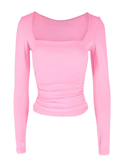 Square Neck Slim Fit Long Sleeve T-Shirt