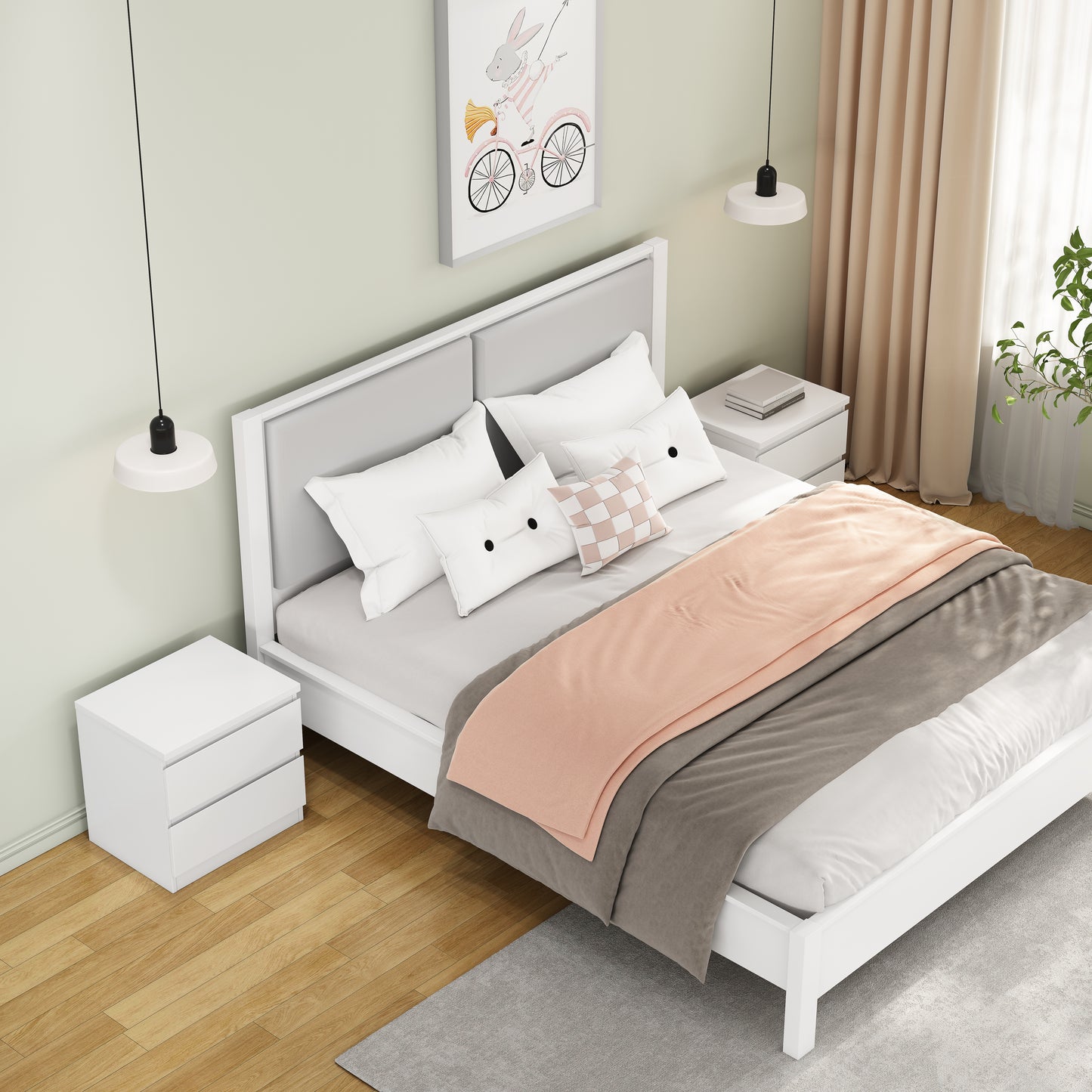 19.7-Inch White Nightstand With 2 Drawers, Beside Table With Drawers Handle Free Design,Thickened Top Plate,Small Side Table Storage Cabinet 2 Drawer Night Stand For Bedroom,Living Room