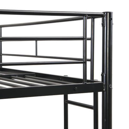 Full Over Full With Trundle Metal Bunk Bed , No Box Spring Needed, Easy Assemble