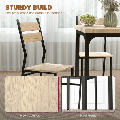 3 Piece Dining Table Set for 2, Modern Kitchen Table and Chairs, Dining Room Set for Breakfast Nook, Light Wood Grain