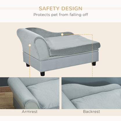 Luxury Dog Bed For Small Dogs, Hidden Storage, Soft Foam Couch, Modern Pet Furniture, Gray