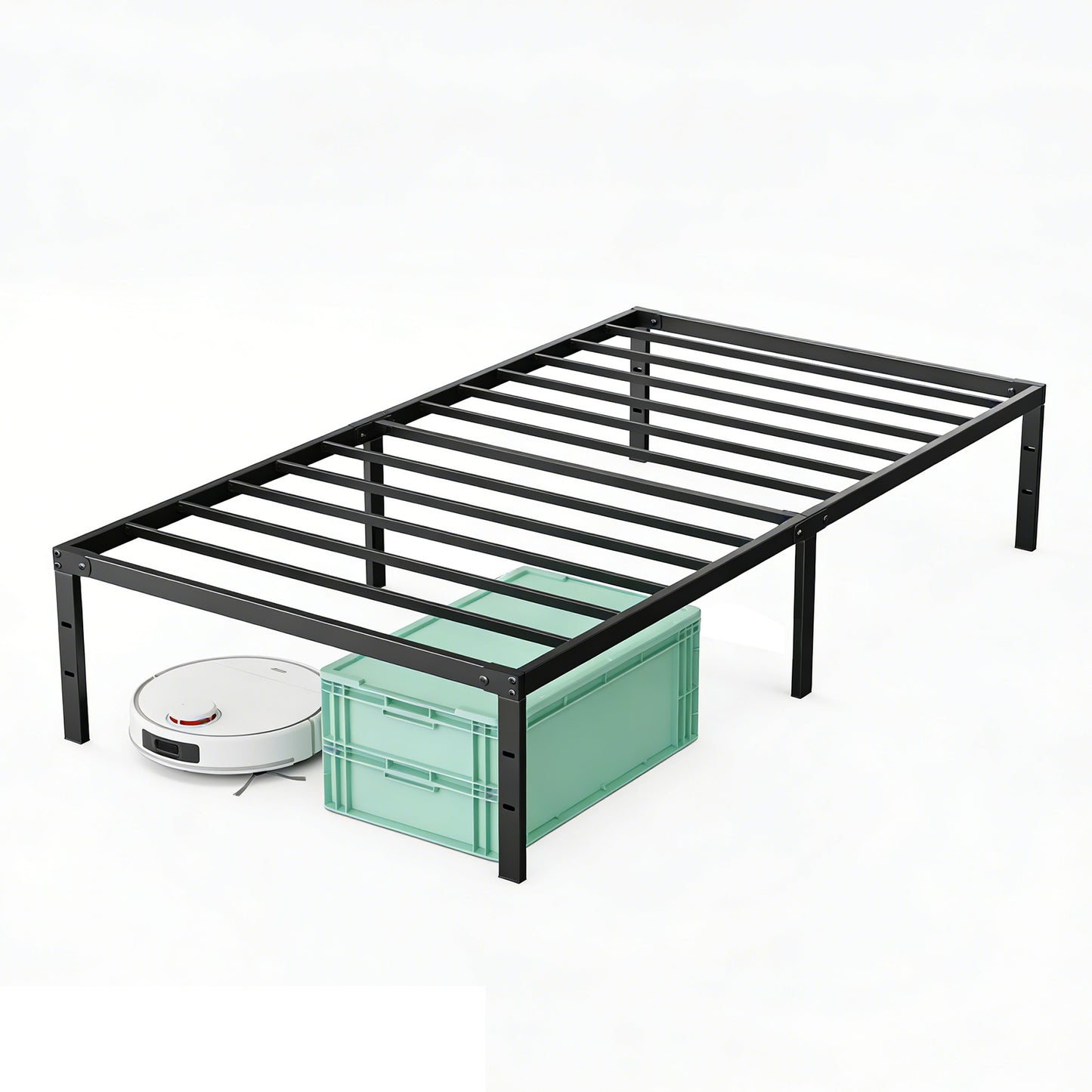 Sturdy And Durable Metal Base Frame, Noiseless Sturdy Steel Crossbars, Under-bed Storage Space, No Need For Box Springs
