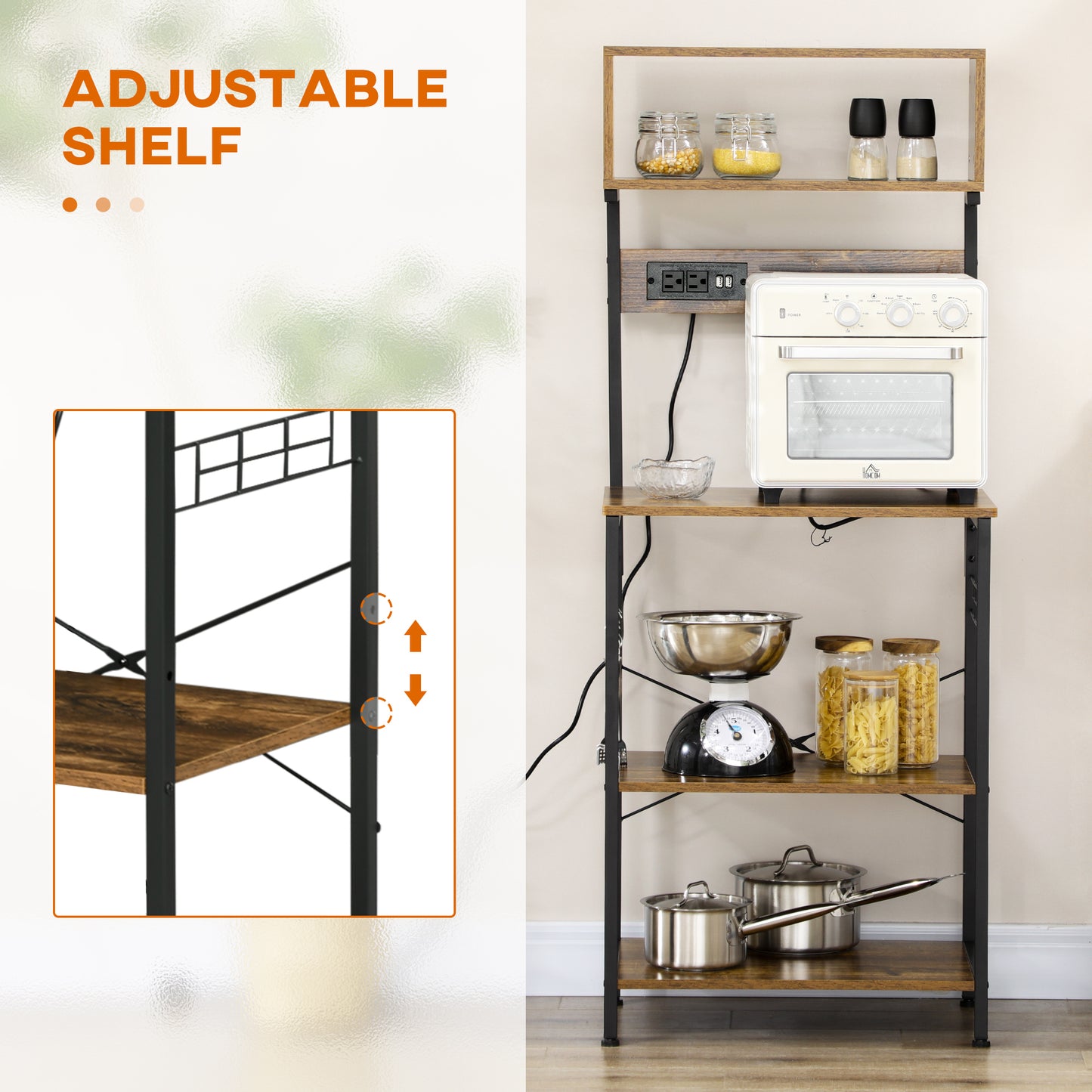 Kitchen Bakers Rack with Power Outlet