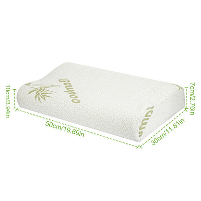 S-L Size Options -- 1Pc Bamboo Memory Foam Sleep Pillow Contoured Cervical Orthopedic Pillow Neck Support Breath Pillow