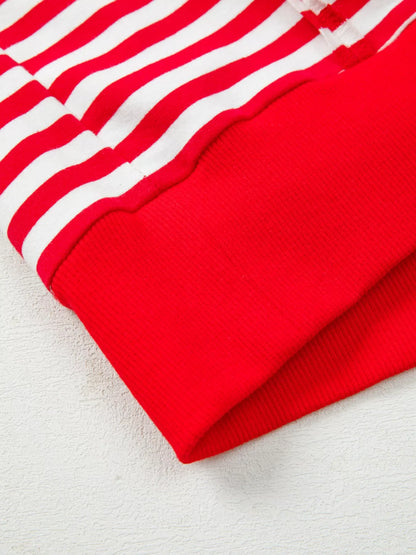 Stripe Exposed Seam Drop Shoulder Casual Top