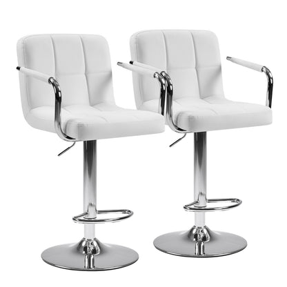 2-piece Bar Chairs, Adjustable Rotating Bar Chairs, Equipped With Padded Armrests And Backrests, Made Of Waterproof Polyurethane Leather Material