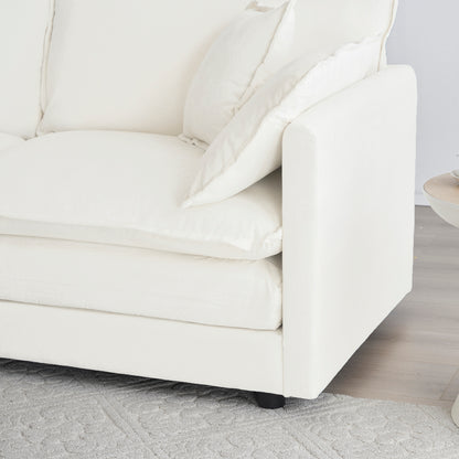 3 Piece Sofa Set Oversized Sofa Comfy Sofa Couch, 2 Pieces Of 2 Seater And 1 Piece Of 3 Seater Sofa  For Living Room, Deep Seat Sofa White Chenille