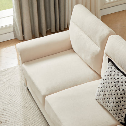 82 Modern Compressed Snowfleece Fabric 3-Seater Sofa, For Living Room, Bedroom, Office & Entertainment Spaces, Beige