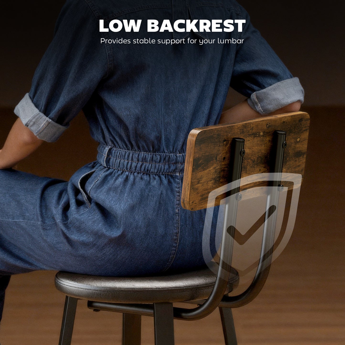 Set Of Two Industrial-Style Bar Stools - Brown/Black
