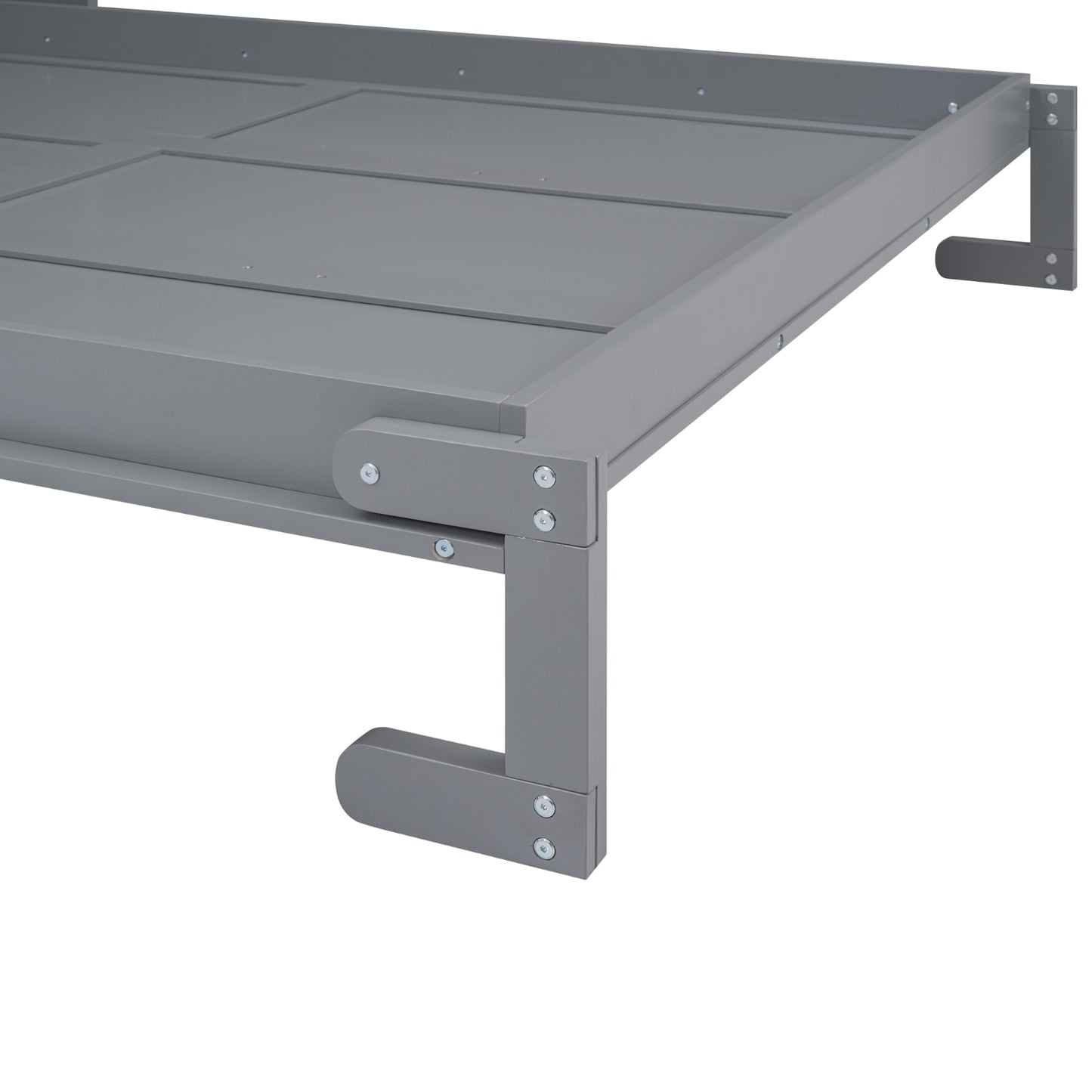 Queen Size Murphy Bed With A Shelf, Gray