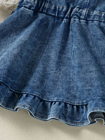 Children's Ruffled Hem Denim Overall Dress