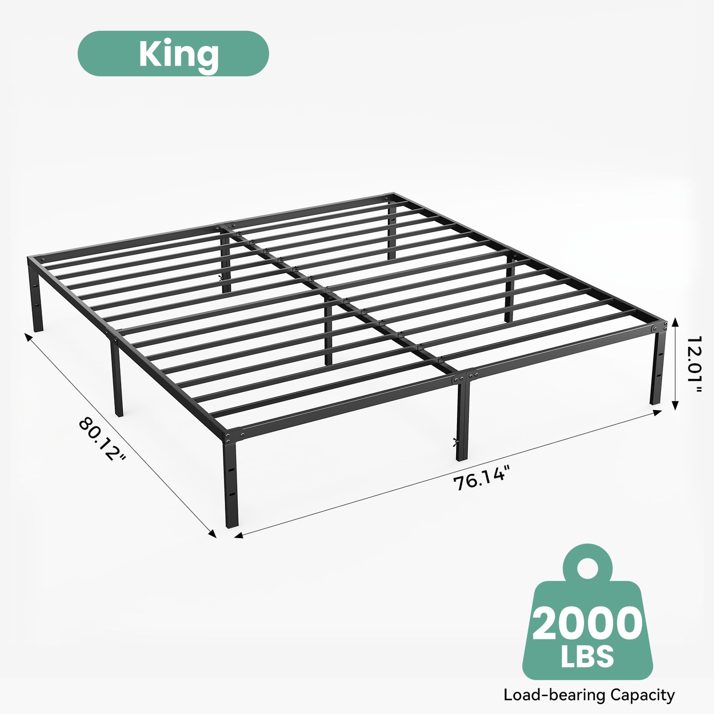 Sturdy And Durable Metal Base Frame, Noiseless Sturdy Steel Crossbars, Under-bed Storage Space, No Need For Box Springs