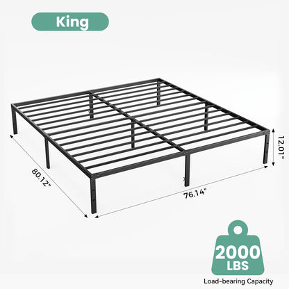 Sturdy And Durable Metal Base Frame, Noiseless Sturdy Steel Crossbars, Under-bed Storage Space, No Need For Box Springs
