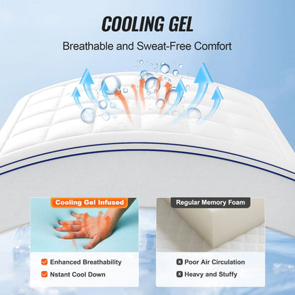 Mattress Topper, Queen Size, 4 In Thickness, Memory Foam, Fiber Fill, Detachable & Washable, Ergonomically Designed For Pressure Relief, Comfortable Cooling & Breathable, Ideal For Hot Sleepers
