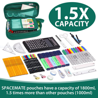 Large Pencil Case 1800ml - Heavy Duty Canvas School Supplies Organizer for Kids Students