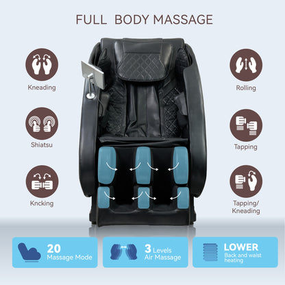 Massage Chairs Full Body Massage Recliner With Foot Roller,Airbag Massage SL Track, Zero Gravity, Bluetooth Speaker,Black