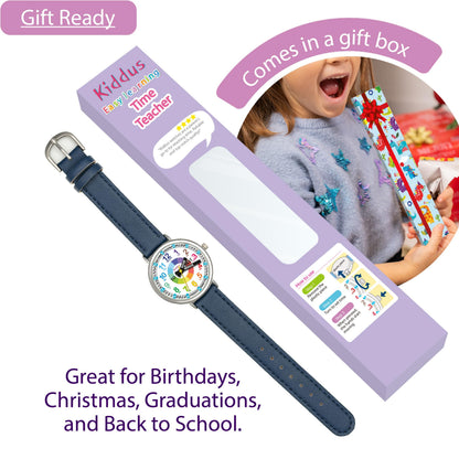 Kids Time Teacher Watch - Educational Analog Watch with Japanese Quartz Movement Ages 5-12